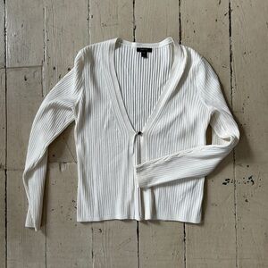 RW&CO. White Ribbed Cardigan